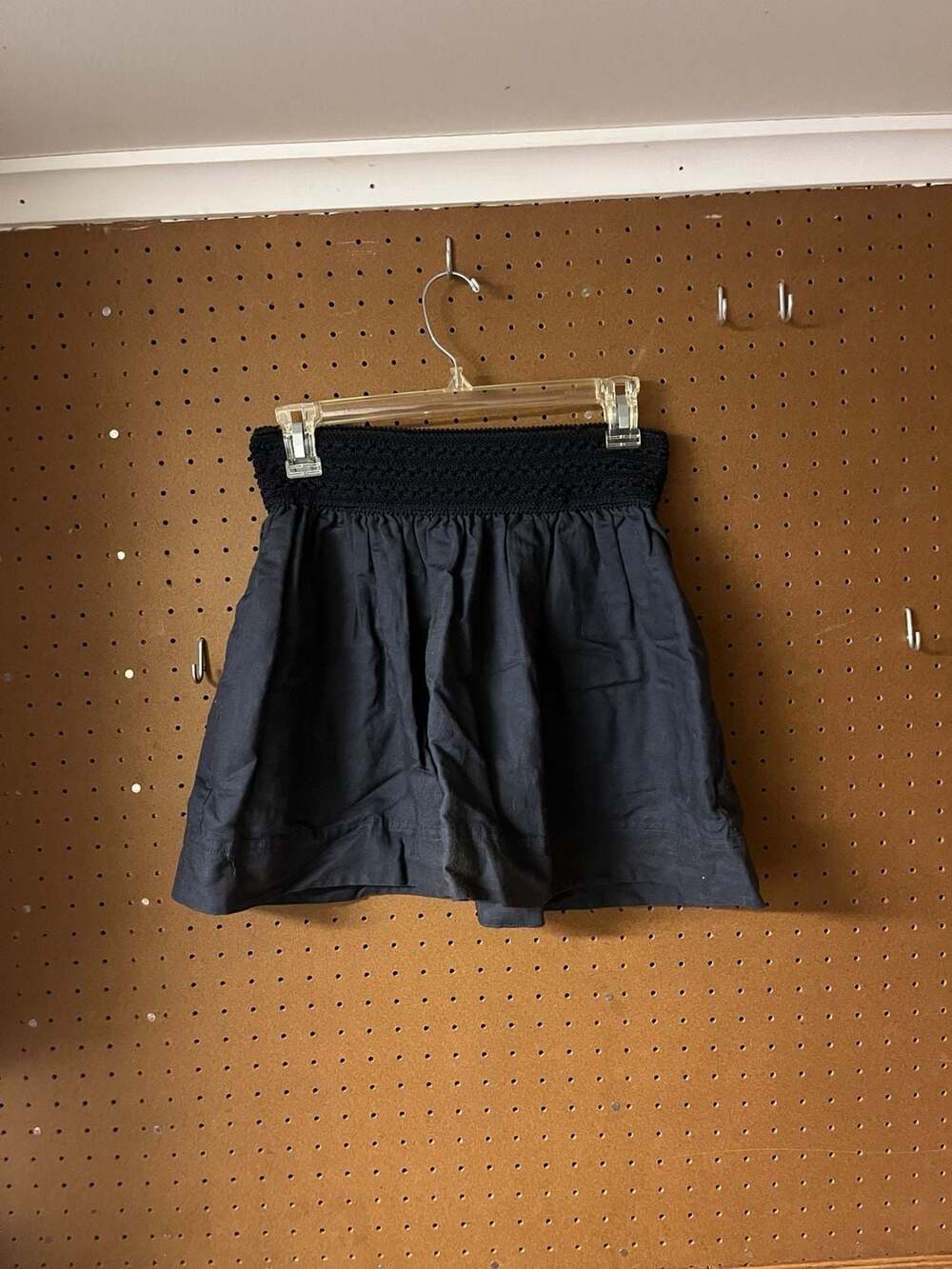 J.Crew Smocked-Waist Mini Skirt Size XS Black Linen